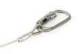 metal carabiner with a rope