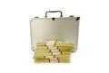 Metal case and lots of dollars Royalty Free Stock Photo