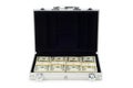 Metal case and lots of dollars Royalty Free Stock Photo