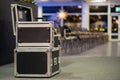 Metal cases as a transportation and storage of concert equipment Royalty Free Stock Photo