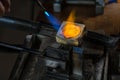 Metal Casting with blowtorch Royalty Free Stock Photo