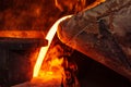 metal casting process with high temperature fire in metal part factory