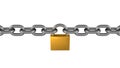 Metal Chain Line With Padlock Isolated