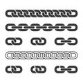 Metal Chain Parts Icons Set on White Background. Vector Royalty Free Stock Photo