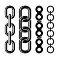 Metal chain parts icons set on white background. Vector. Royalty Free Stock Photo