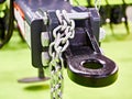 Metal chain and trailer drawbar Royalty Free Stock Photo