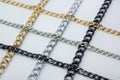 Metal chains for decorating bags and clothes.