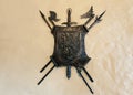 Metal chased coat of arms