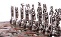 Metal chess pieces, for business strategy concept Royalty Free Stock Photo