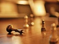 Metal chess pieces, business strategy conceptual image for competition. Royalty Free Stock Photo