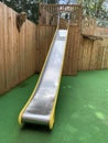 Metal children\'s slide taken inside childrens play area