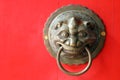 Metal Chinese Lion Head door knocker Royalty Free Stock Photo