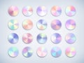 Metal chrome circle gradient color set. Metallic rose gold, bronze, silver, elegant pearl, rainbow swatches palette Royalty Free Stock Photo