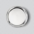 Metal chrome steel plate on transparent background