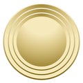 Metal circle realistic mockup. Golden round medal