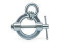 Metal clamp with eye bolt isolated on white background Royalty Free Stock Photo