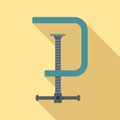 Metal clamp icon, flat style