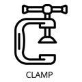 Metal clamp icon, outline style