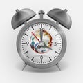 Metal Classic Style Alarm Clock. Royalty Free Stock Photo