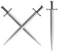 Metal classical crossed swords set 3d illustration