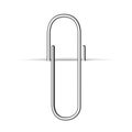 Metal clip, paperclip on white paper