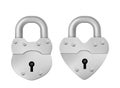 Metal closed padlock in heart shape