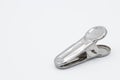 Metal cloth clip on white background