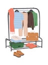 Metal clothes hanger flat icon Wardrobe in house interior Royalty Free Stock Photo