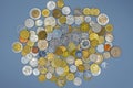 metal coins of different countries Royalty Free Stock Photo