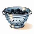 Metal Colander With Black Olives - Vibrant Cartoon Style Kitchen Accessory