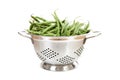 Metal Colander with long green beans