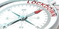 Metal compass with lockdown word Royalty Free Stock Photo