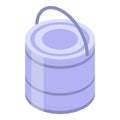 Metal construction bucket icon, isometric style