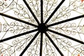 Metal construction, golden flower patterns on white background