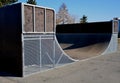 Metal construction ramp for skateboarding, serves as a platform for riding with an inline scooter or bmx bike free style. wooden b