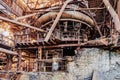 Metal constructions In the old blast furnace shop Royalty Free Stock Photo