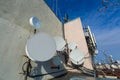 Metal constructions with telecommunication data equipment, satelite dishes, microwave gear, radio panel antennas