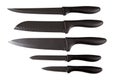 Metal cooking peeler knives set black handle isolated on white background