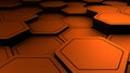 Metal copper abstract hexagons background, 3d render