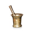 Metal Copper mortar and pestle isolated on white background Royalty Free Stock Photo
