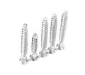 Metal countersunk screws on white. Hardware tool Royalty Free Stock Photo