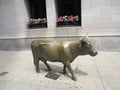Metal cow flowers downtown architecture Chicago USA