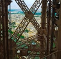 Eiffel Tower View of Paris Through Iron Grates Royalty Free Stock Photo