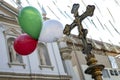 Metal crucifix on the Procession of the traditional feast dedicated to Our Lady of Achiropita Royalty Free Stock Photo