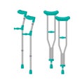 metal crutches with green elements, to facilitate the movement of people with leg injuries, and for people with Royalty Free Stock Photo