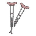 Metal crutches icon color outline vector Royalty Free Stock Photo