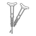 Metal crutches icon, outline style Royalty Free Stock Photo