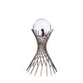 Metal crystal ball home decor isolated on a white background