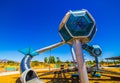 Futuristic Metal Cubes On Playground Equipment At Free Public Park Royalty Free Stock Photo