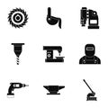 Metal cut industry icon set, simple style